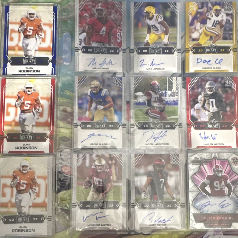 Leaf 2022 Draft NCAA Football 12-Card Lot RC Autos Bijan Robinson Smith